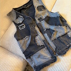 Distressed Denim Vest for Men